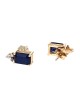Blue Sapphire and Diamond Accent Stud Earrings in White and Yellow Gold